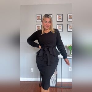 Pinup Fashion Dresses for Plus Size Women Peplum Long Sleeve Sheath 16w NEW 2026